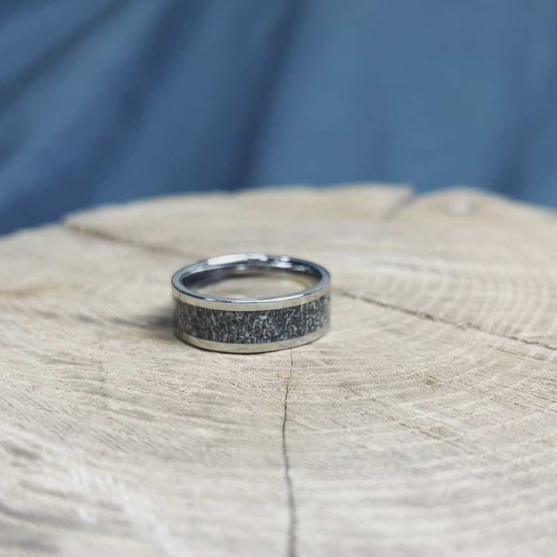 Men's Titanium Wedding Band with Black Antler Inlay