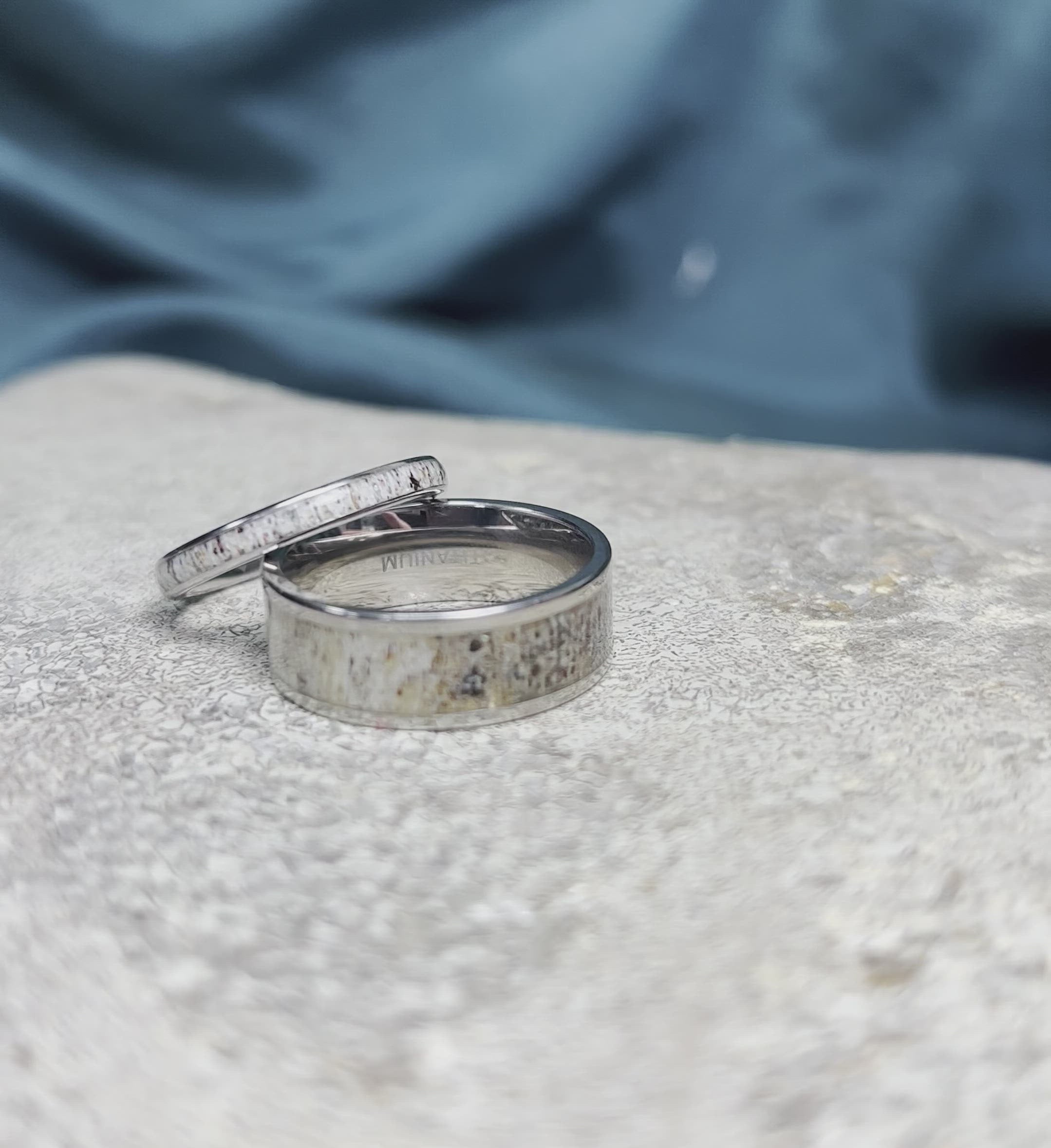 His and Hers Antler Ring Set, Matching Titanium Rings