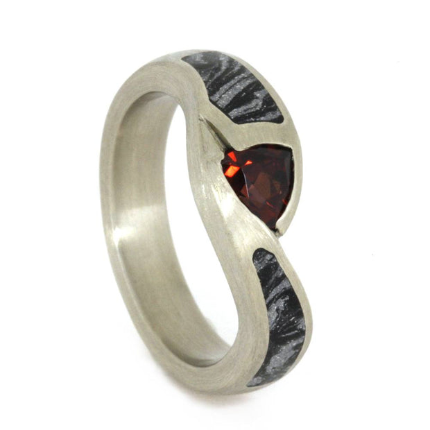 Ruby Engagement Ring with Two Mokume Gane Inlays, White Gold Ring-3342 - Jewelry by Johan