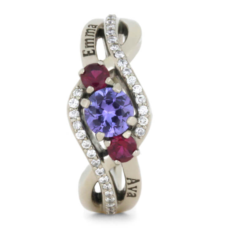 Tanzanite Engagement Ring With Ruby And Diamond Accents - Unknown / 14k  White Gold