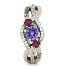 Tanzanite Engagement Ring With Ruby And Diamond Accents, White Gold-2308 - Jewelry by Johan