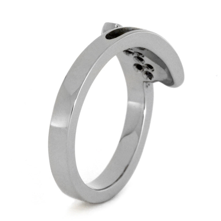 Alexandrite Three Stone Ring With Dinosaur Bone In White Gold-2007 - Jewelry by Johan