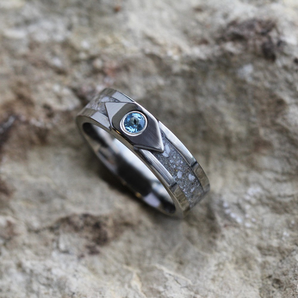 Cremation Ash Ring with Blue Topaz-3233 - Jewelry by Johan