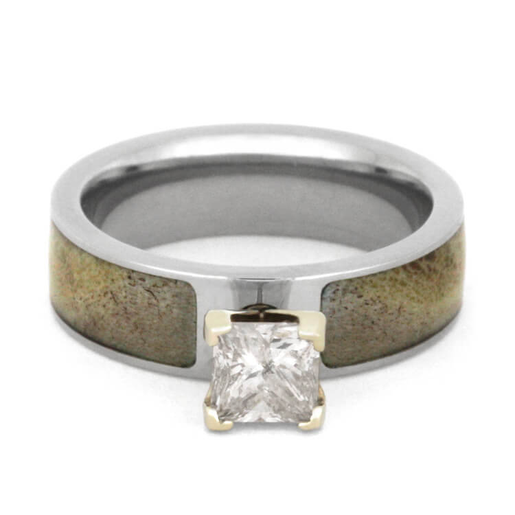 Moissanite Engagement Ring with Natural Shed Antler-2780 - Jewelry by Johan