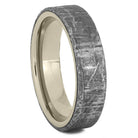 Gibeon Meteorite Overlay Wedding Band, Unique White Gold Ring-2439 - Jewelry by Johan