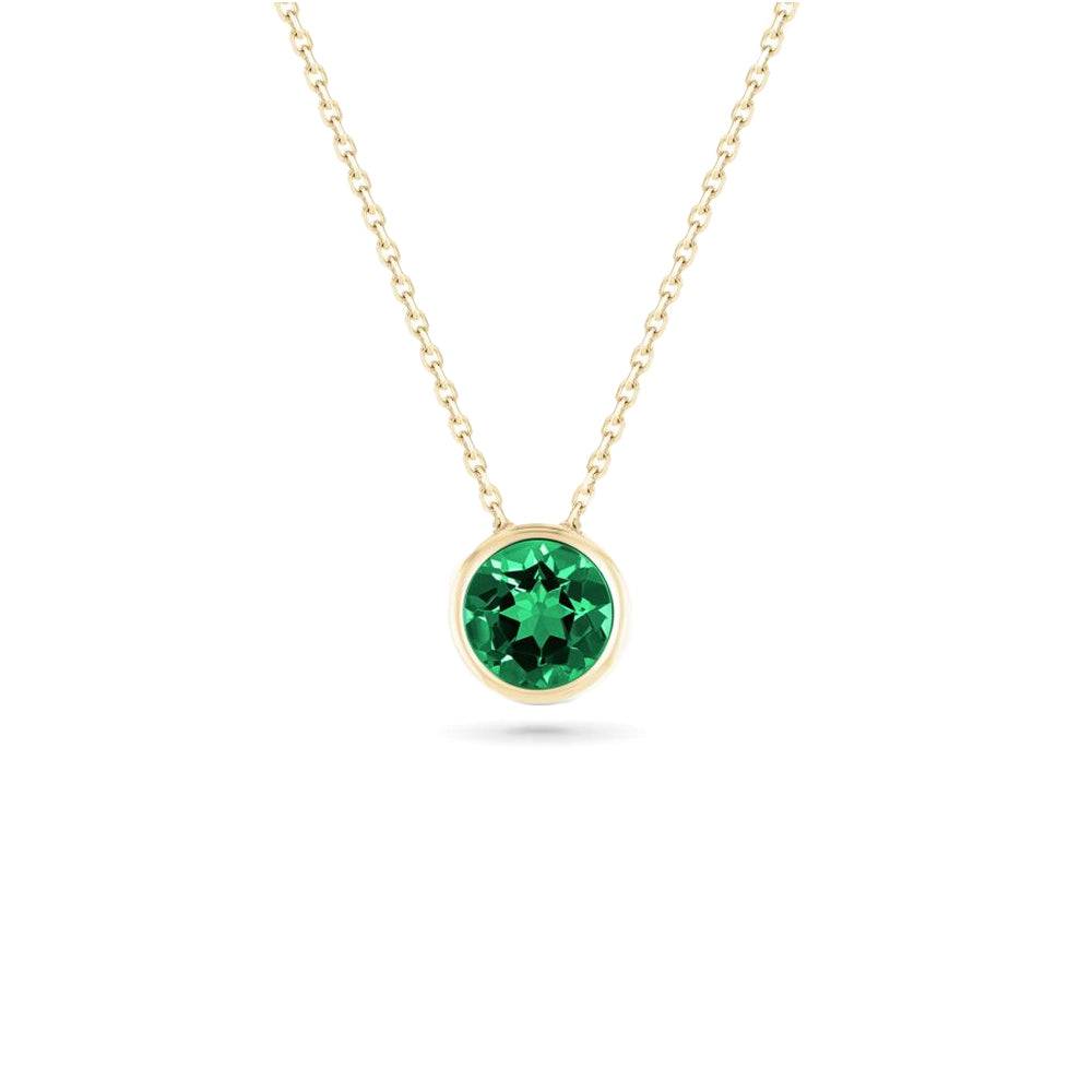 Gold birthstone pendant necklace with green gem