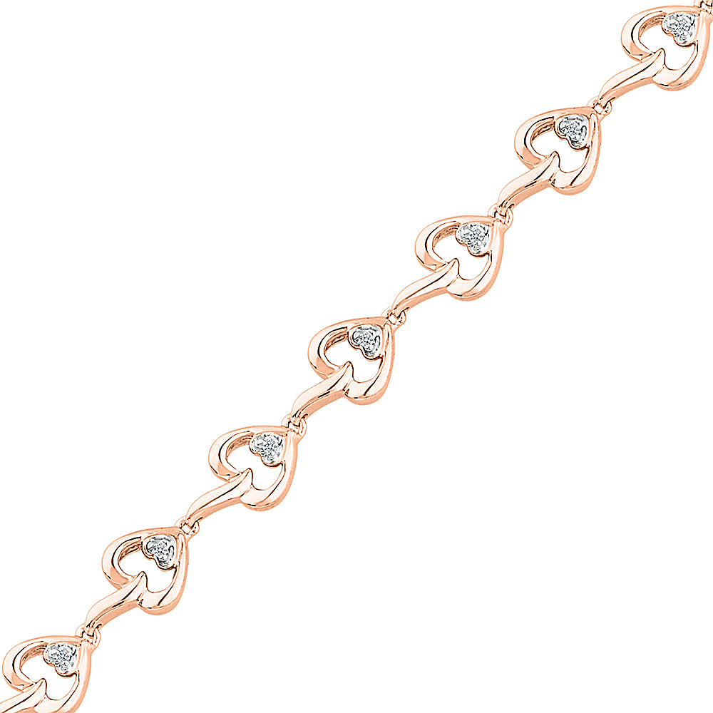 Rose Gold Heart & Diamond Bracelet