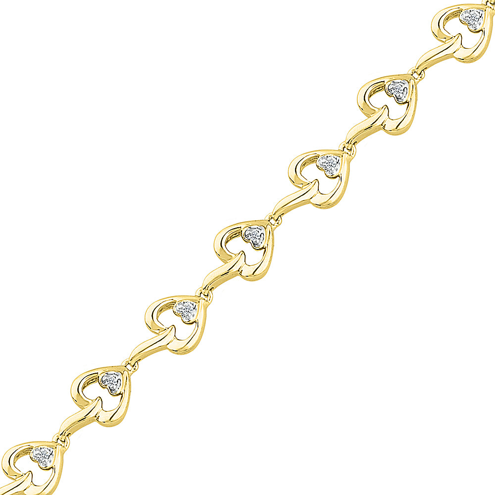 Yellow Gold Heart & DIamond Bracelet