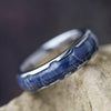 Blue Mokume Gane Ring, Titanium Wedding Band With Wavy Edges-2624 - Jewelry by Johan