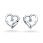 Tiny Diamond Heart Stud Earrings, Silver or Gold-SHEF025667AAW - Jewelry by Johan