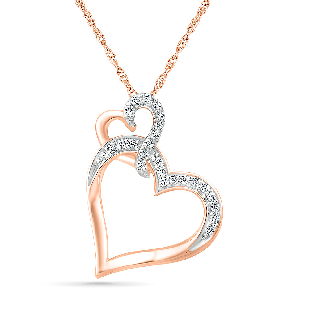 Rose Gold and Diamond Double Heart Necklace, 1ctw (only $795)