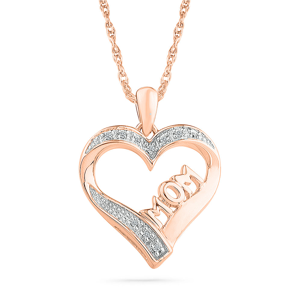 14K Solid Gold Mom and Child Pendant Necklace with Single Set Diamond|  DIVADORA