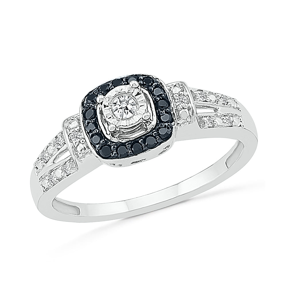 Black and White Diamond Engagement Ring