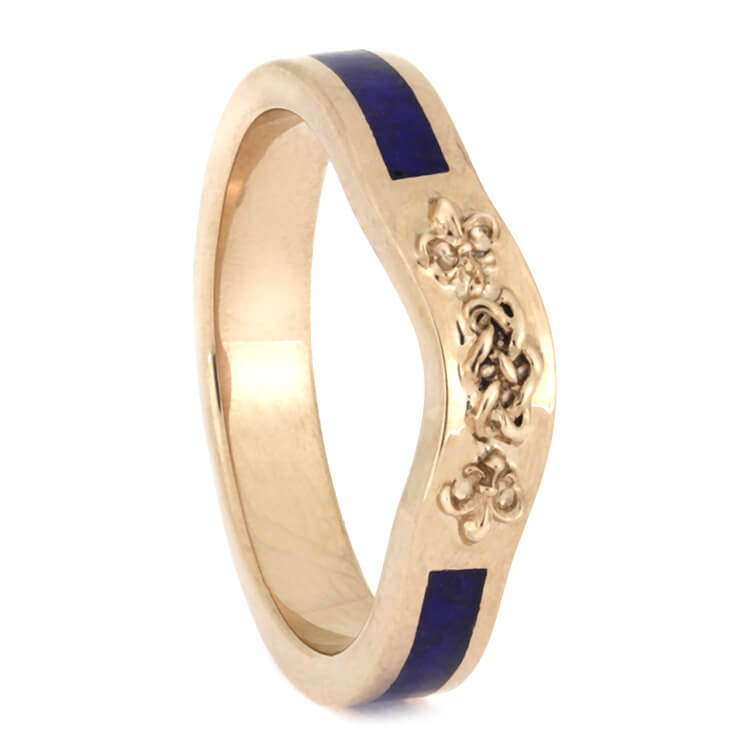 Celtic Knot Bridal Wedding Band, Rose Gold Ring With Lapis Lazuli-2640 - Jewelry by Johan