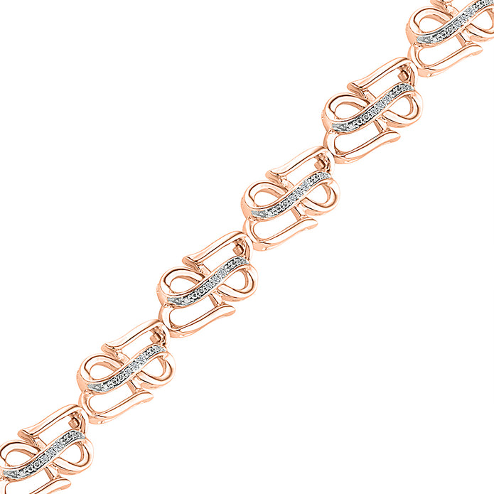 Rose Gold Double Heart Diamond Bracelet