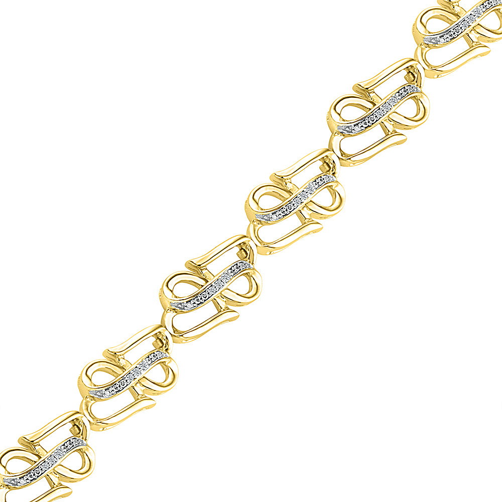 Yellow Gold Double Heart Diamond Bracelet