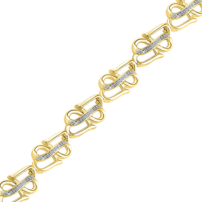 Yellow Gold Double Heart Diamond Bracelet