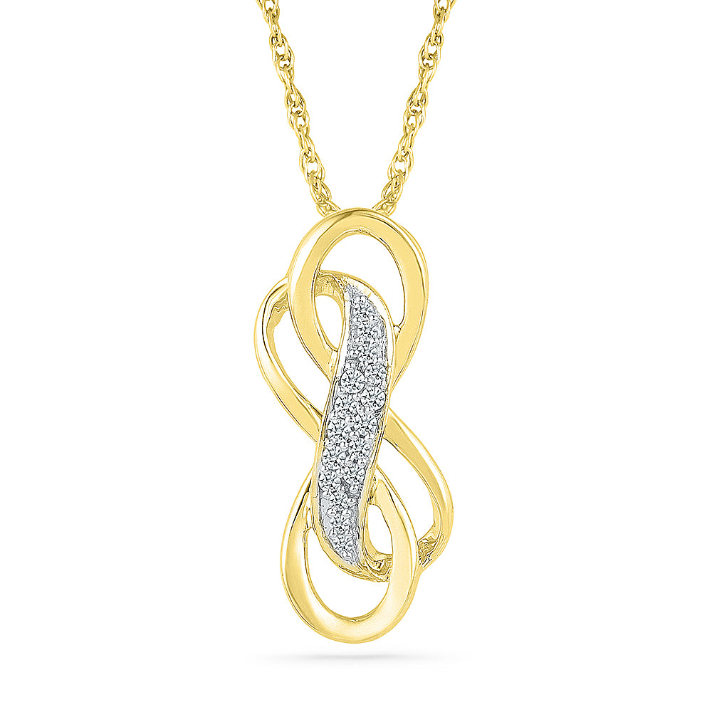 Yellow Gold Diamond Double Infinity Necklace