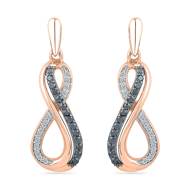 Black & White Diamond Infinity Dangle Earrings