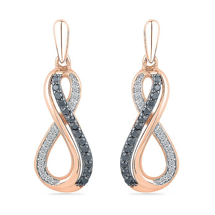 Black & White Diamond Infinity Dangle Earrings