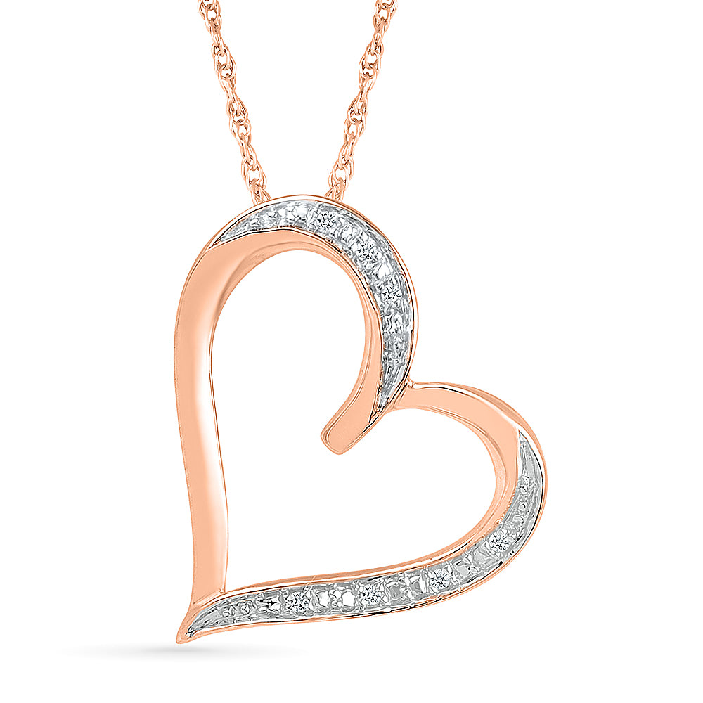 Diamond Tilted Heart Necklace, Silver or White Gold | Jewelry by Johan -  10k White Gold - Jewelry by Johan