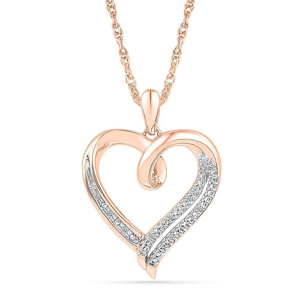 Rose Gold Diamond Heart Necklace 