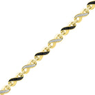 Yellow Gold Eternity Bracelet with Black and White Diamonds