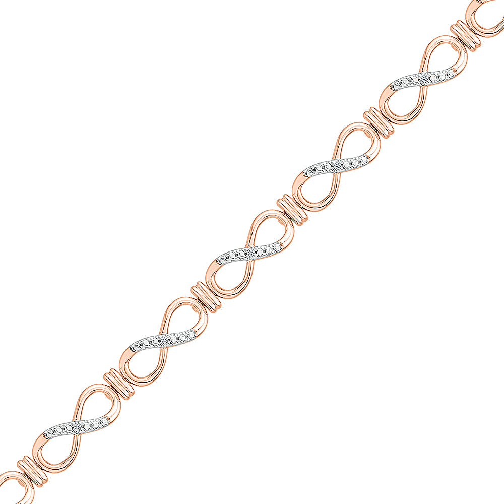 Rose Gold Diamond Bracelet With Infinity Symbols