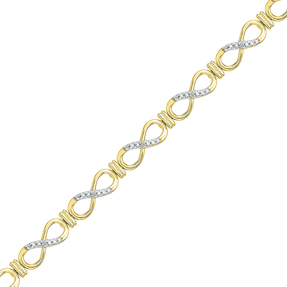 Yellow Gold Diamond Bracelet With Infinity Symbols