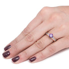Amethyst Engagement Ring, Wavy Rose Gold Ring With Meteorite Inlay-2542 - Jewelry by Johan