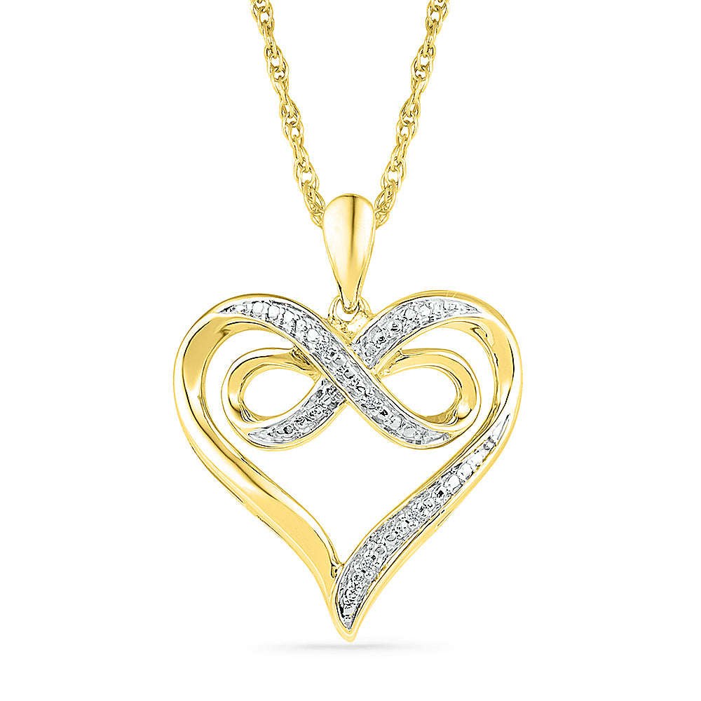 Shy Creation 0.22 ctw Infinity Diamond Necklace in 14k White Gold