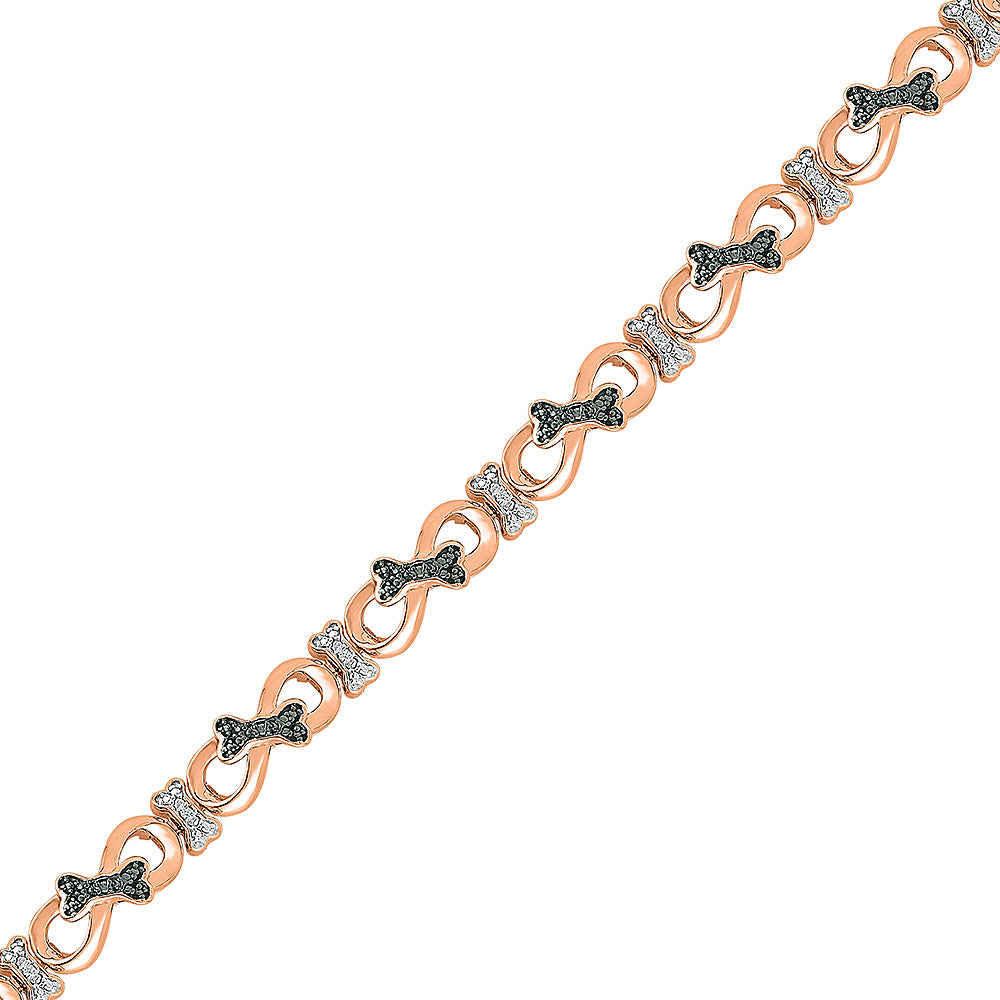 Rose Gold DIamond Bracelet With Tiny Bows or Dog Bones