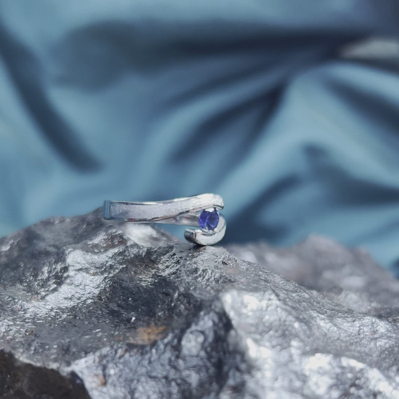 Gibeon Meteorite Engagement Ring With Tension Setting