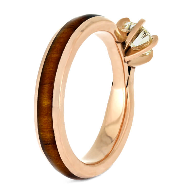 Diamond Solitaire Engagement Ring In Rose Gold With Ironwood-3686 - Jewelry by Johan