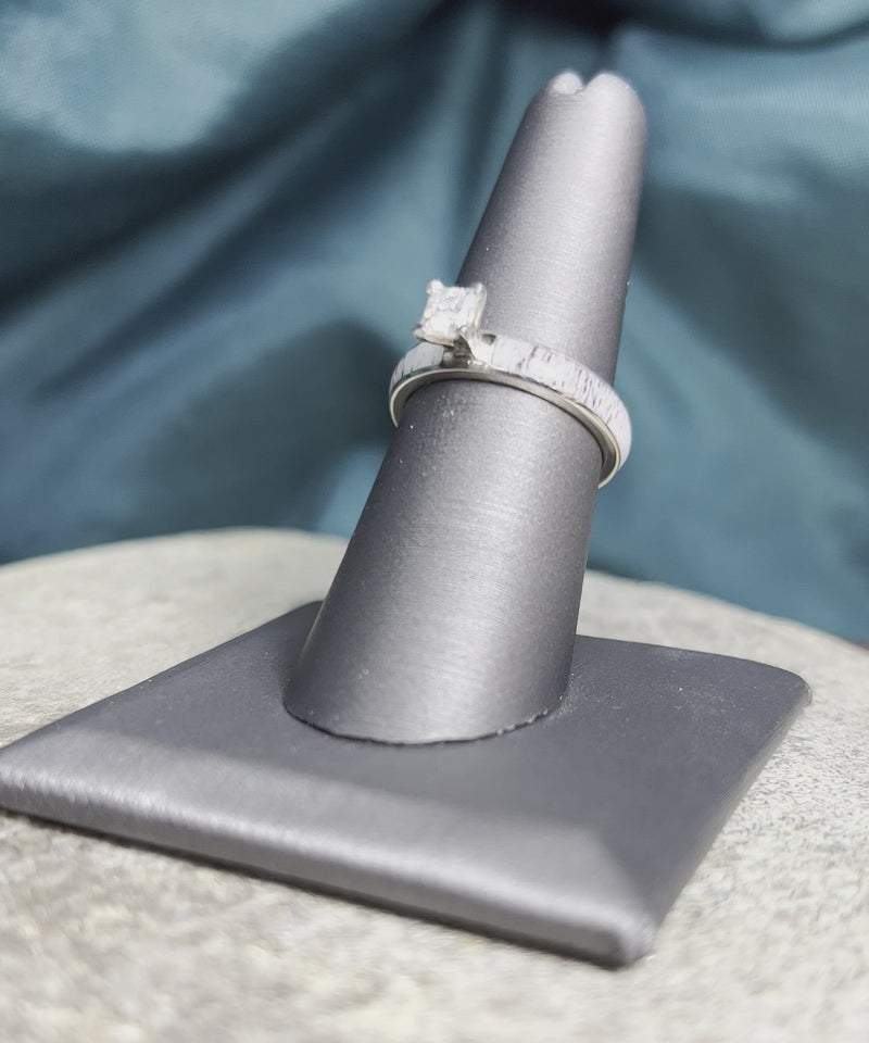 Deer Antler Engagement Ring With Princess Cut Moissanite