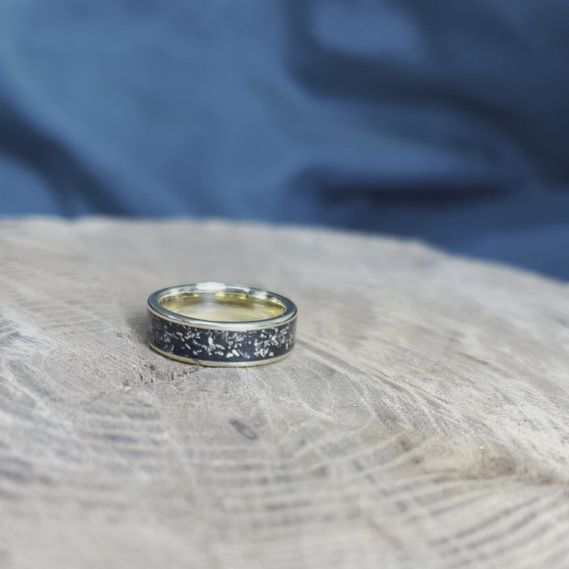 Gold & Black Stardust Men's Wedding Band