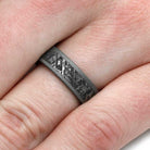 Sandblasted Mimetic Meteorite Ring On Titanium-2839 - Jewelry by Johan