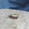 Solid Gold Ring with Black Ash Burl Wood Ring Inlay