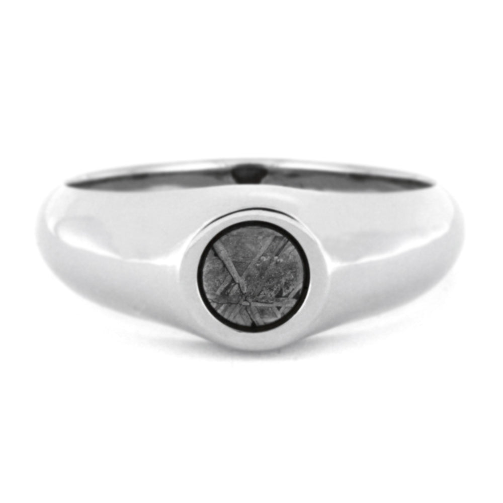 Meteorite Ring, White Gold Signet Ring with Gibeon Meteorite-3280 - Jewelry by Johan