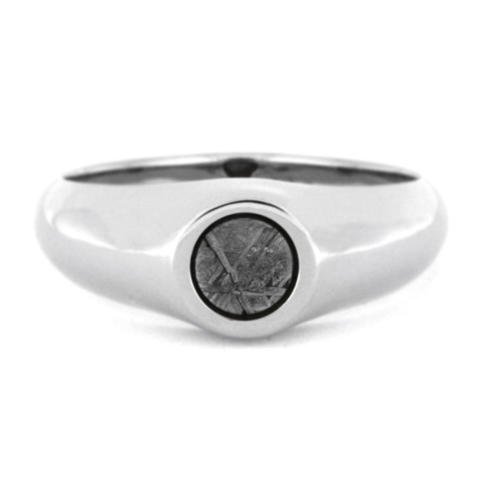 Meteorite Ring, White Gold Signet Ring with Gibeon Meteorite-3280 - Jewelry by Johan