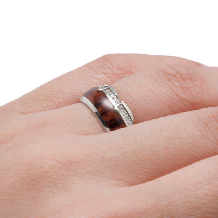 Diamond Eternity Wedding Band in White Gold, King Wood Ring-DJ1013WG - Jewelry by Johan