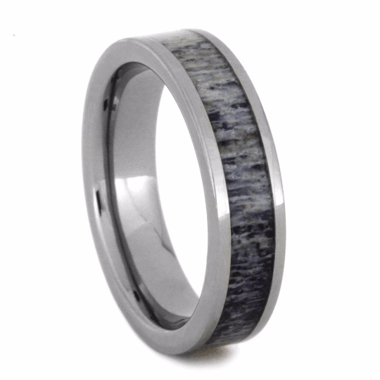 Women's Wedding Band With Purple Deer Antler