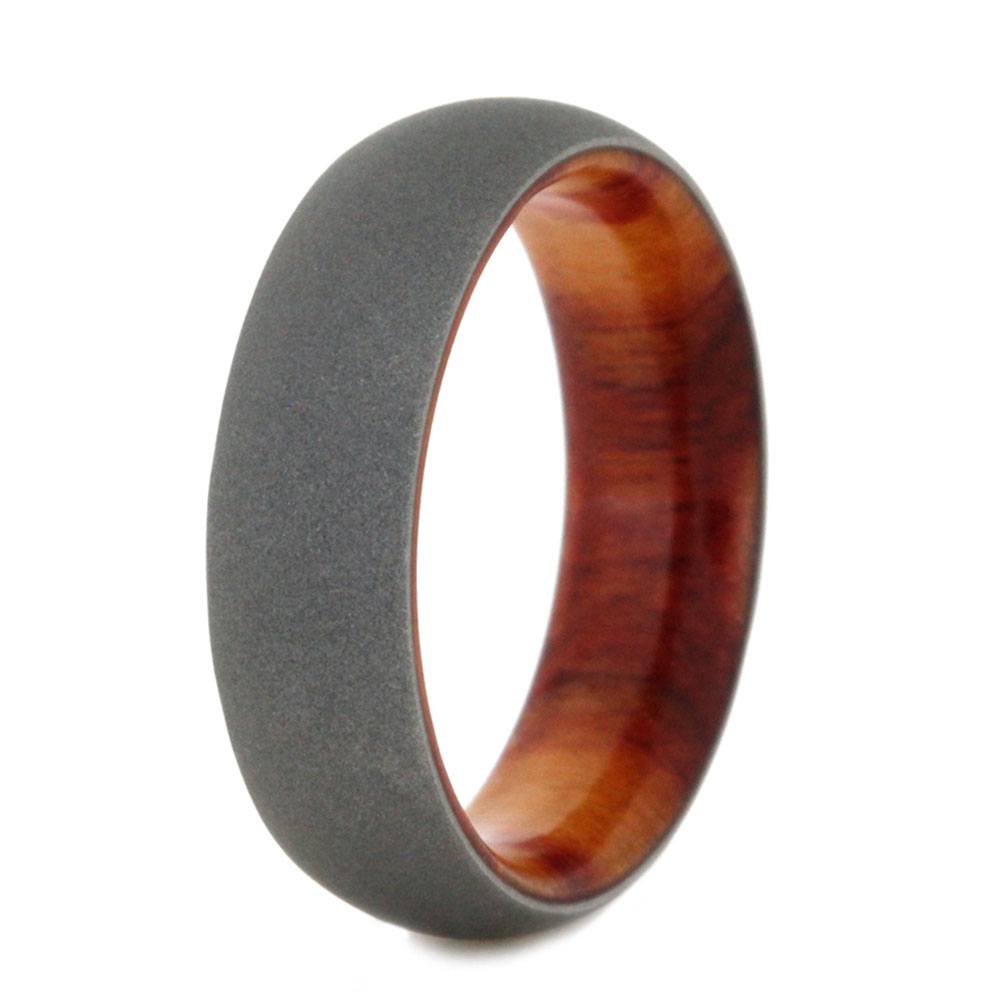 6mm Tulipwood Ring With Sandblasted Titanium Overlay, In Stock-SIG3001 - Jewelry by Johan