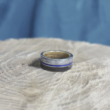 Unique, Men's Wedding Band with Whiskey Barrel Wood Inside