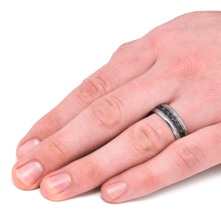 Carbon Fiber Ring with Deer Antler in Titanium-2925 - Jewelry by Johan