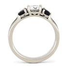Moissanite Engagement Ring, Three Stone Meteorite Ring in White Gold-2300 - Jewelry by Johan