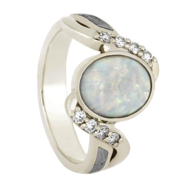 Opal Engagement Ring With Meteorite And Diamond Accents-2543 - Jewelry by Johan