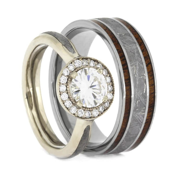 Gibeon Meteorite Wedding Ring Set