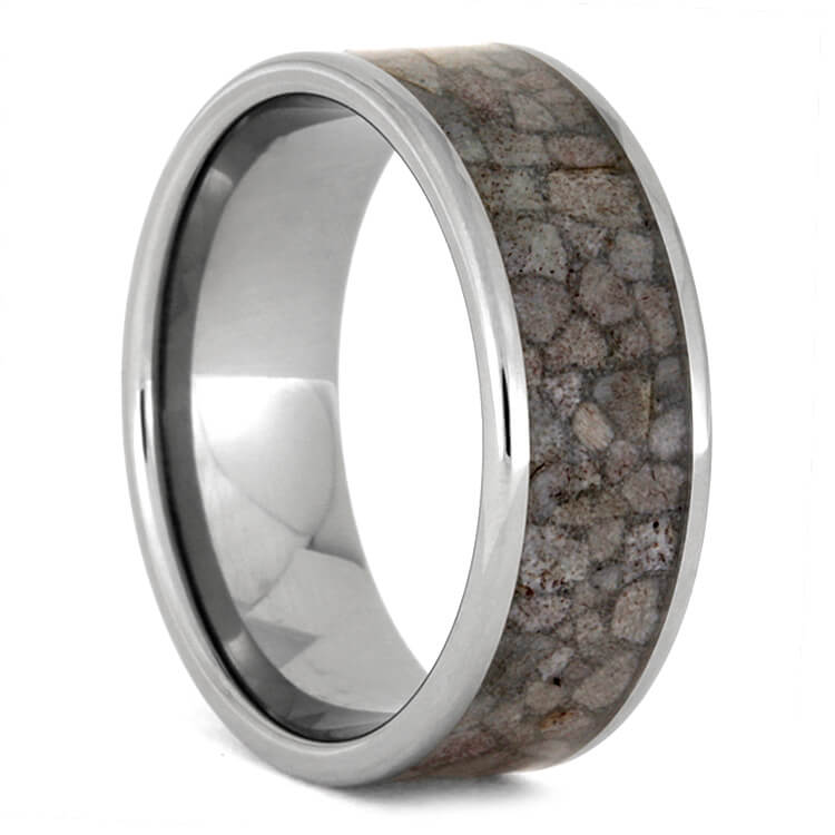 Titanium Wedding Band With Crushed Deer Antler, Size 9.5-RS9599 - Jewelry by Johan