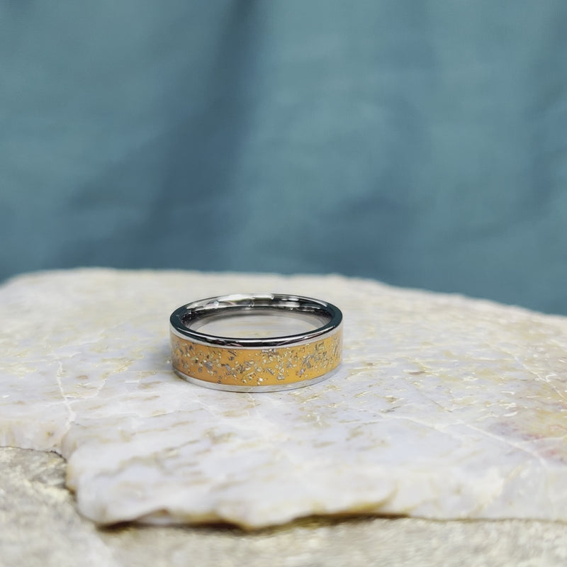 Orange Stardust™ Men's Wedding Band